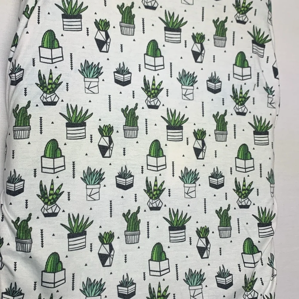 Copper Pearl Green and White Succulent Print Bassinet Sheet Bedding